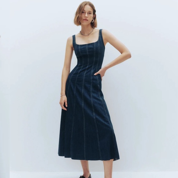 ISO Reformation Amory Denim Midi Dress - Picture 3 of 3